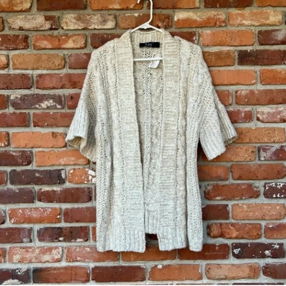 POL NWT Open Front Chunky Cable Knit Sweater Short Sleeves S - Picture 1 of 5
